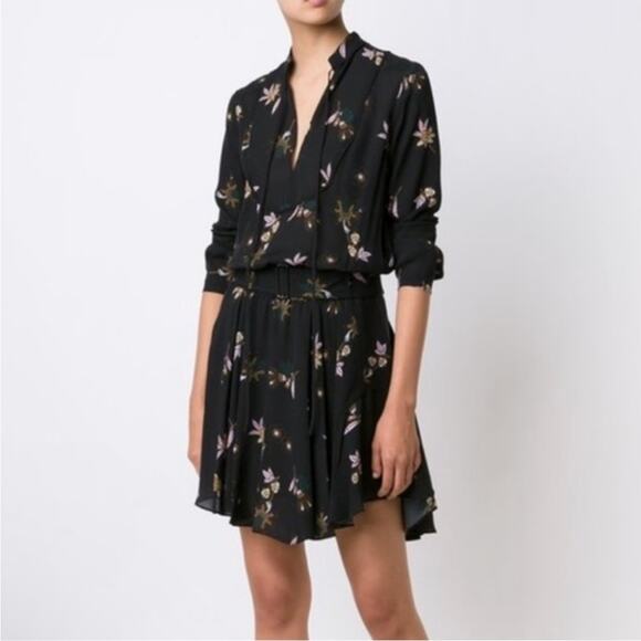 A.L.C. Campbell Floral Silk Belted Dress Size 6 - Picture 2 of 8